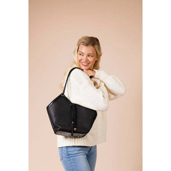 SVNX Textured Tote Bag in Black (British brand)