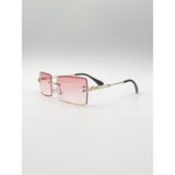 SVNX frameless square sunglasses in pink - British product