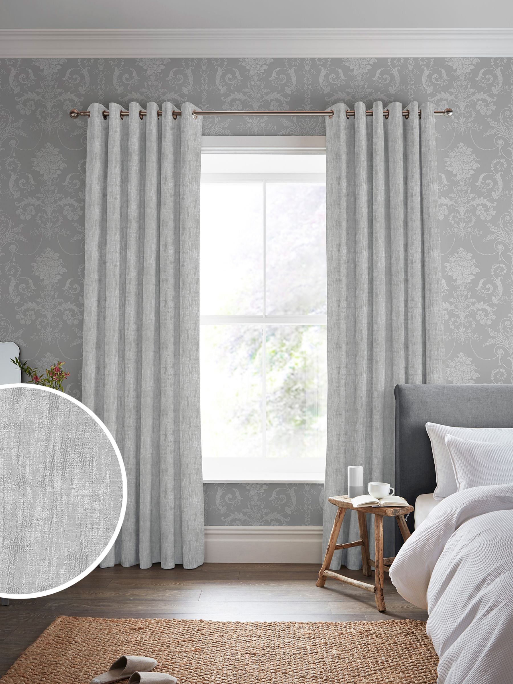 Laura Ashley Silver Whinfell maßgefertigte Vorhänge - Britisches Produkt