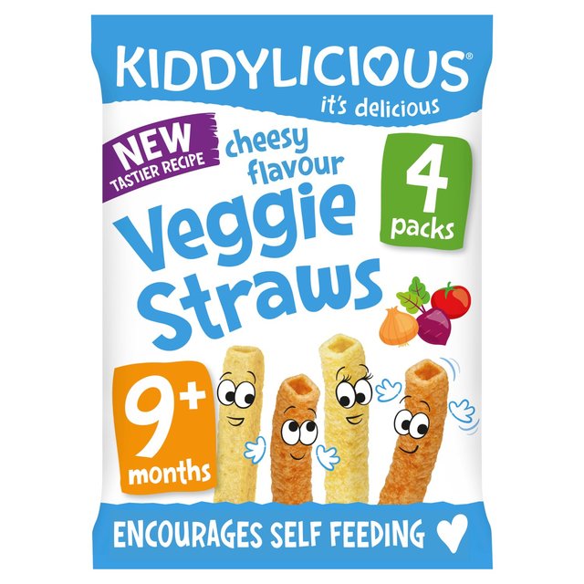 Kiddylicious Cheesy Flavoured Veggie Straws Baby Snacks Multi   4 x 12g