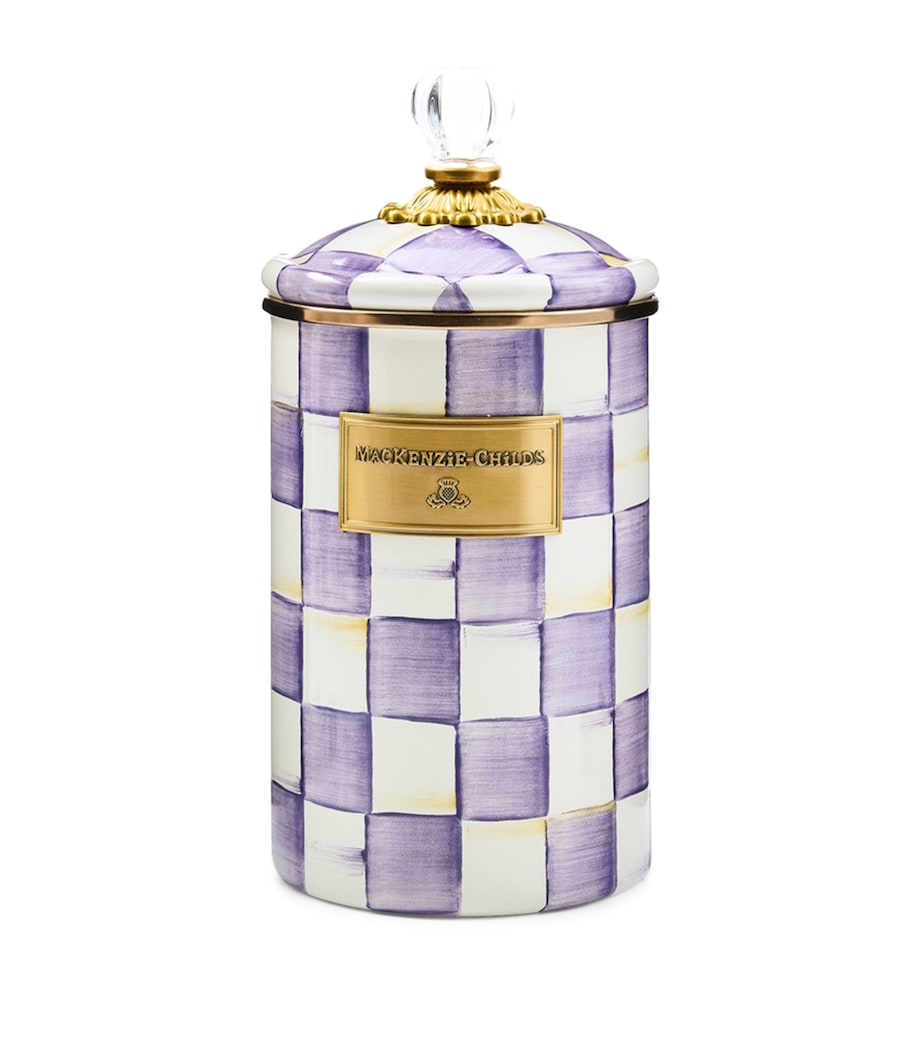 MacKenzie-Childs Violet Check canister 25cm (British brand)