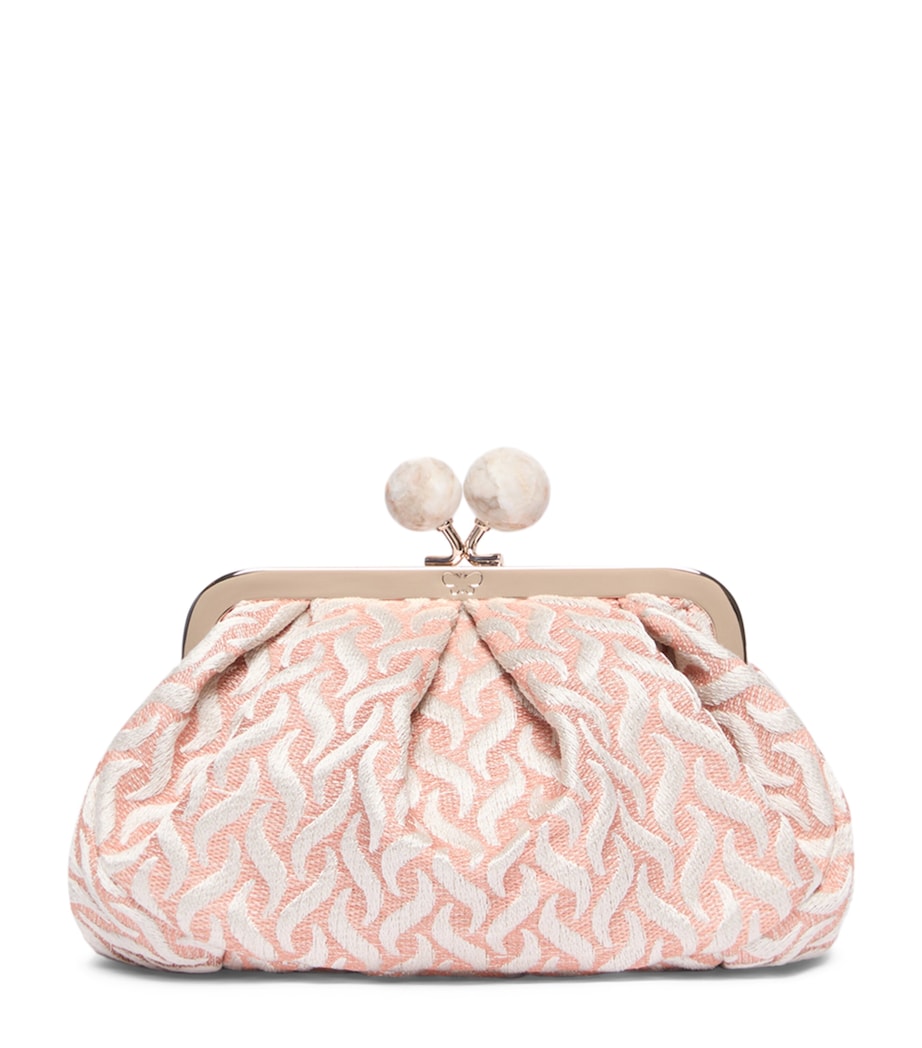 Weekend Max Mara Pasticcino woven jacquard clutch bag, imported from the UK