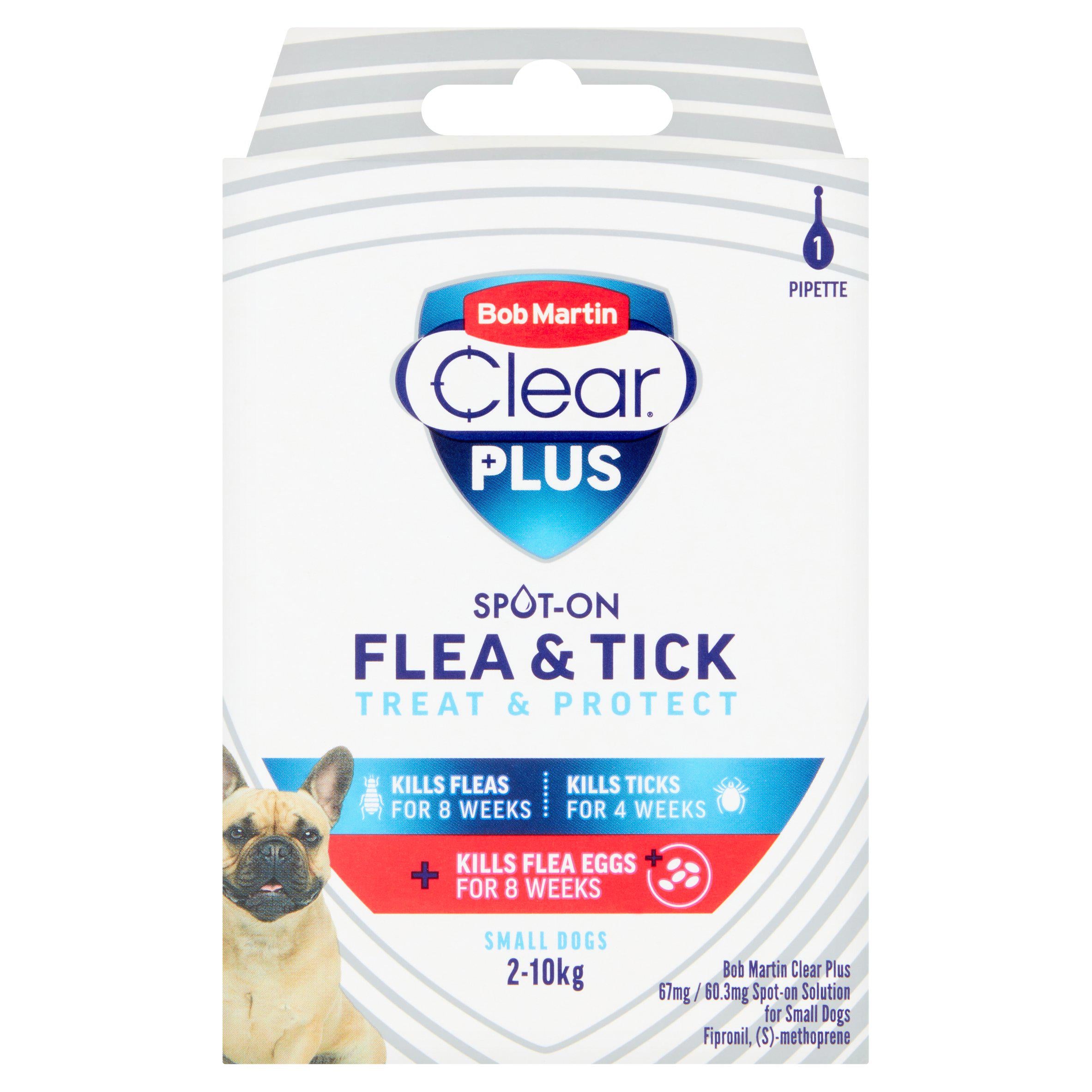 Bob Martin Clear Plus Spot On Flea & Tick Treatment for Small Dogs Dog grooming Sainsburys   