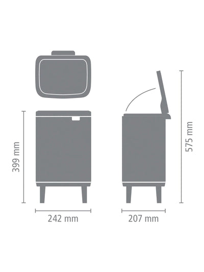 Poubelle Brabantia Noire Bo Hi 7L
