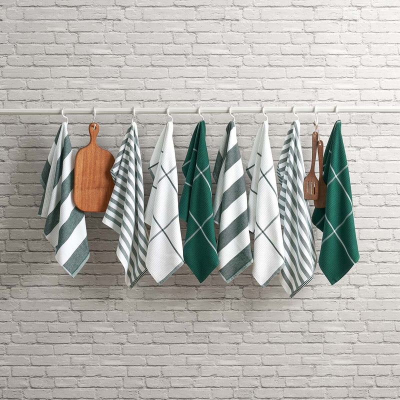 Caro Home kitchen towels 8 pack green 45x71 cm - British product