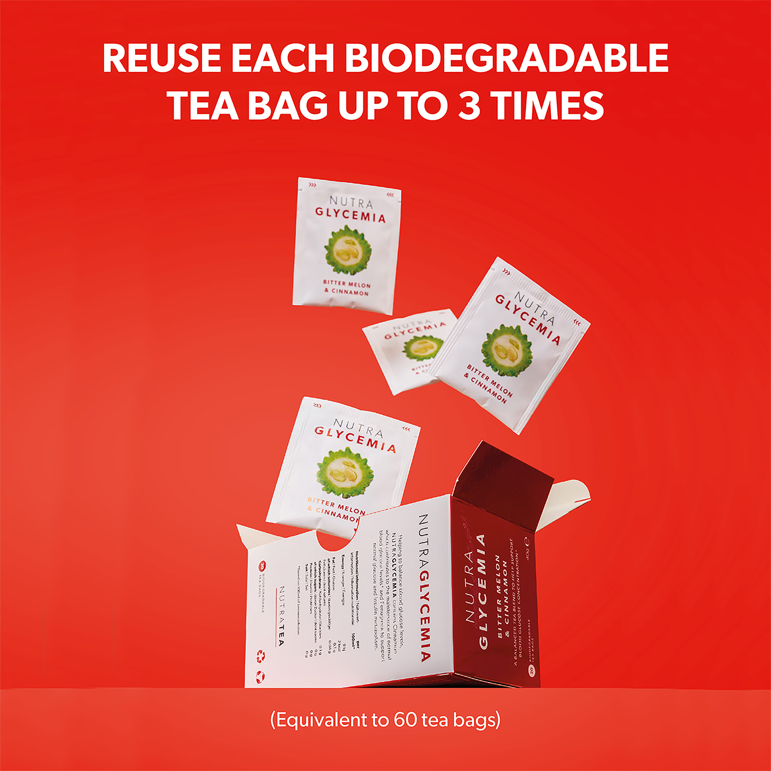 NutraGlycemia herbal tea for blood glucose balance 20 tea bags (British brand)