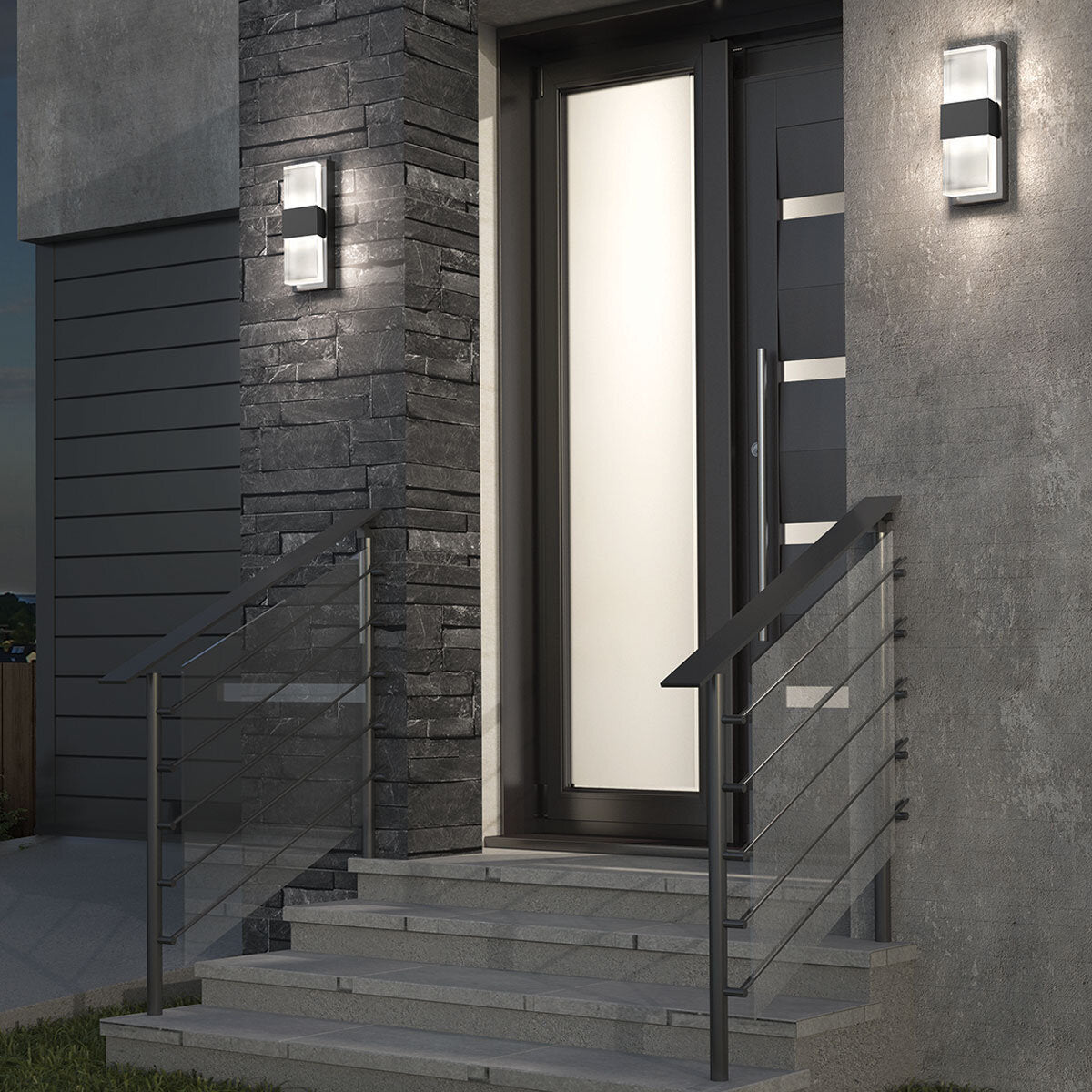 Artika Mazza black LED wall light with frosted diffuser, imported from the UK