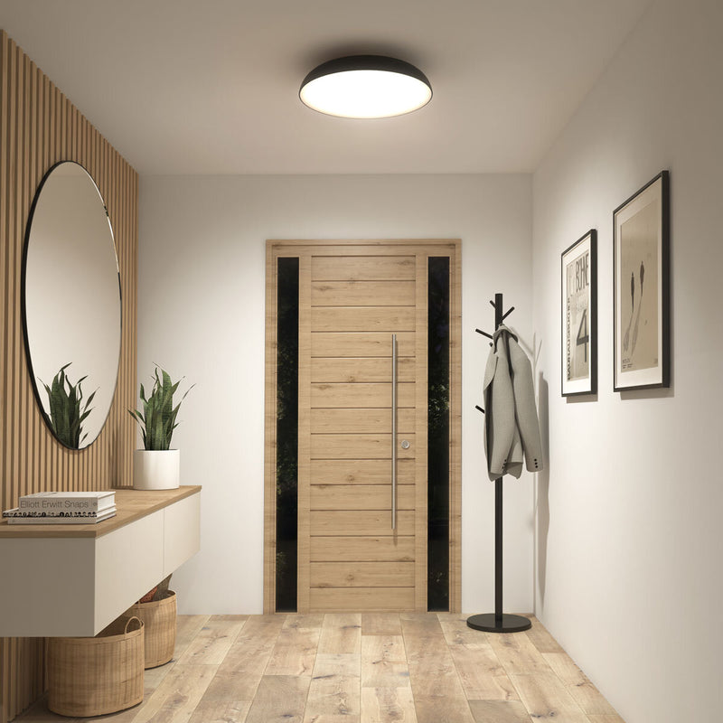 Artika Flint FM LED ceiling pendant light in black, imported from the UK