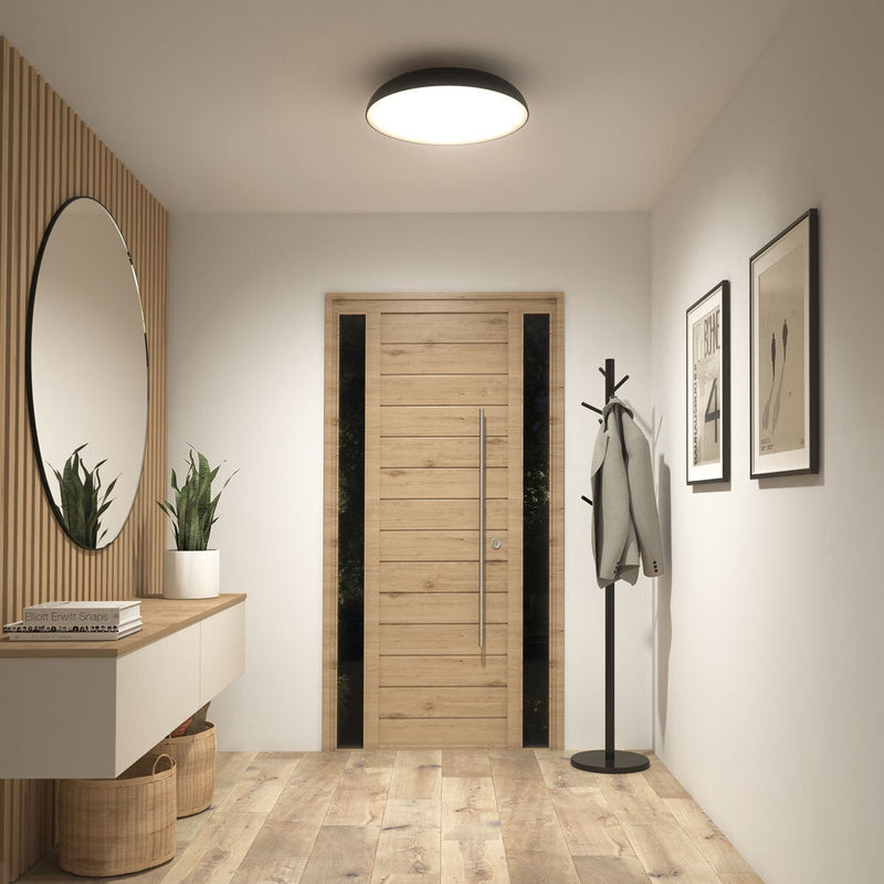 Artika Flint FM LED ceiling pendant light in black, imported from the UK