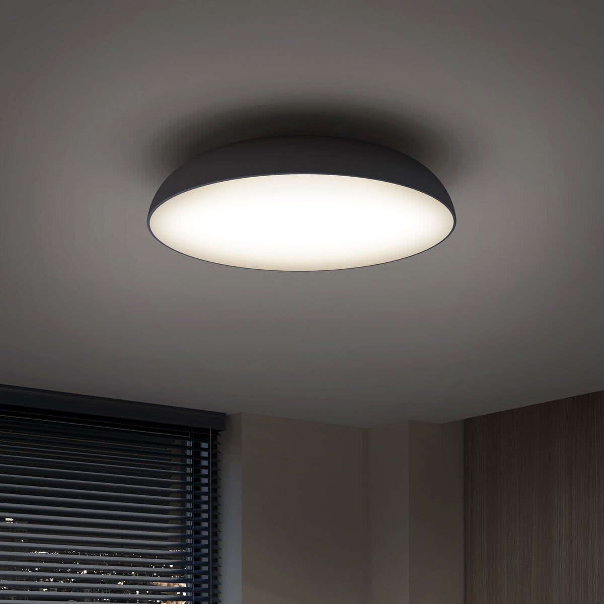 Artika Flint FM LED ceiling pendant light in black, imported from the UK
