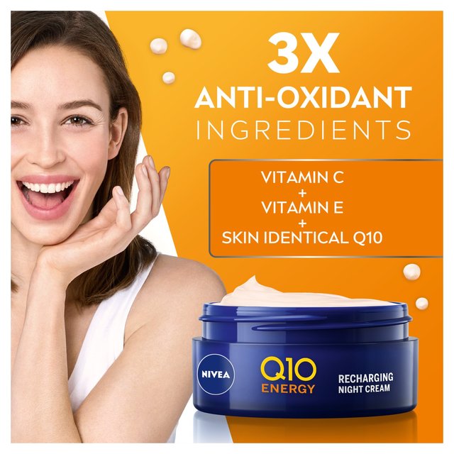 NIVEA Q10 Energy Anti-Wrinkle Recharging Night Face Cream with Vitamin C    50ml GOODS M&S   