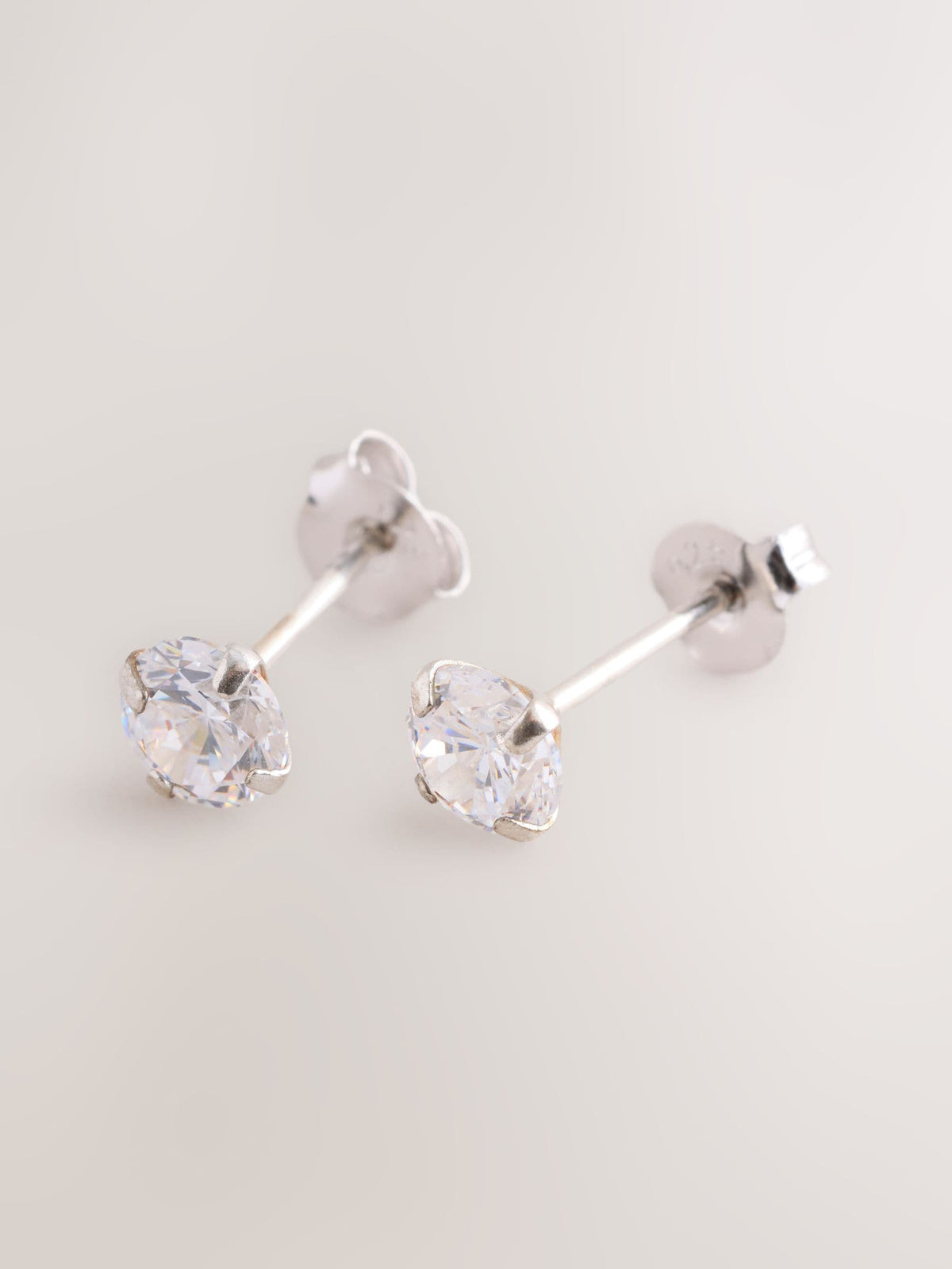 Sterling silver cubic zirconia stud earrings 0.5cm (British brand)