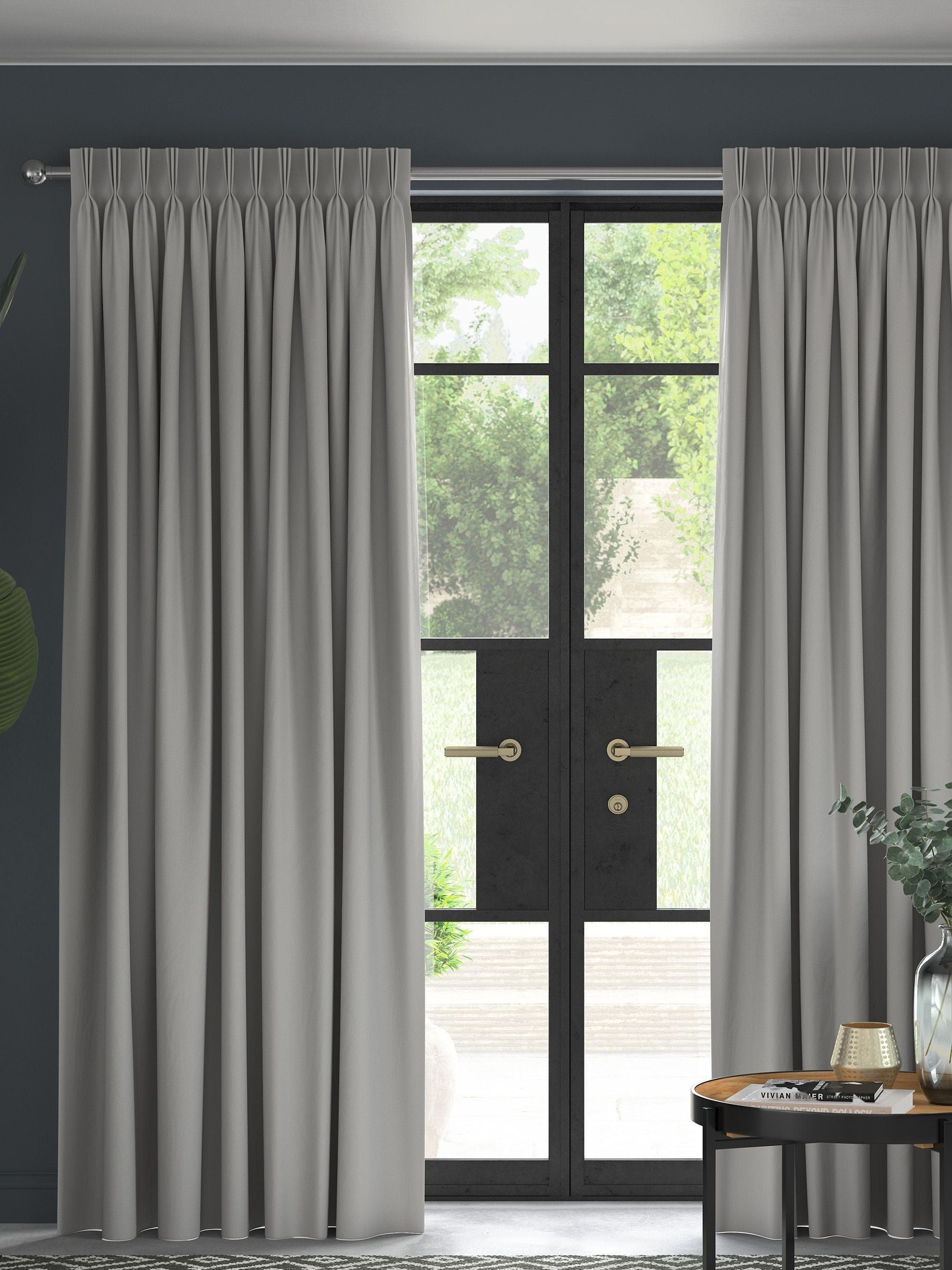 Silver made to measure curtains in 100% cotton, imported from the UK