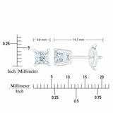 Princess cut diamond stud earrings 0.73ctw 14ct white gold - British product