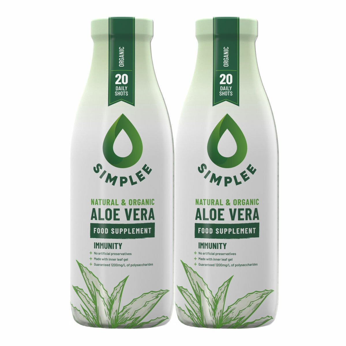 Simplee Aloe Vera supplement organic 2 x 1L, imported from the UK