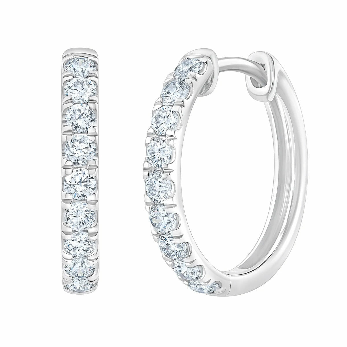 Diamond hoop earrings round brilliant cut 0.50ctw 14ct white gold - British product
