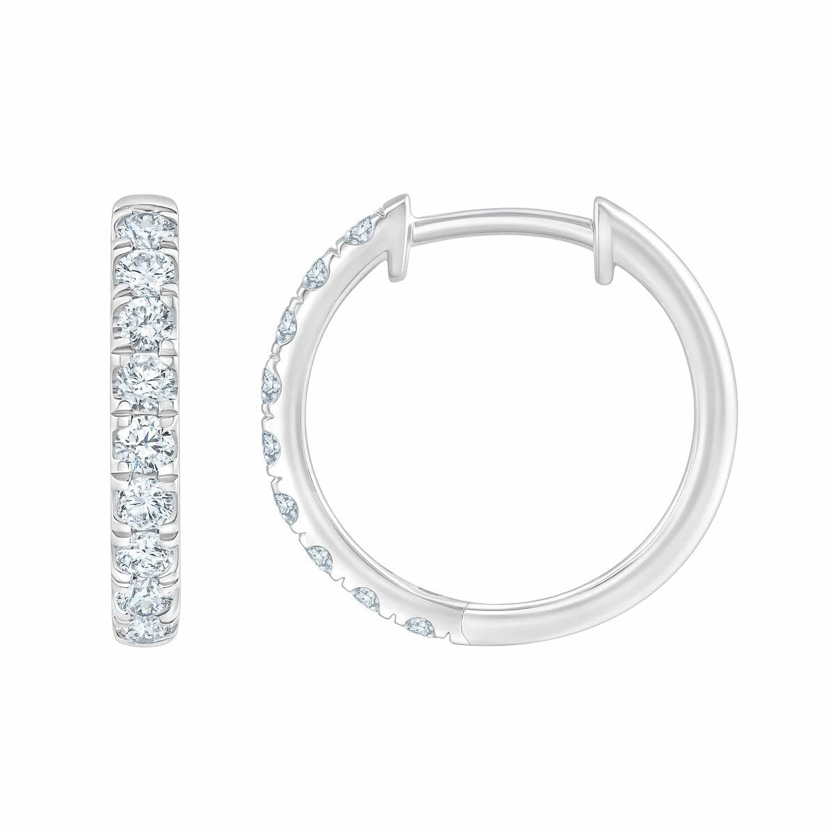 Diamond hoop earrings round brilliant cut 0.50ctw 14ct white gold - British product