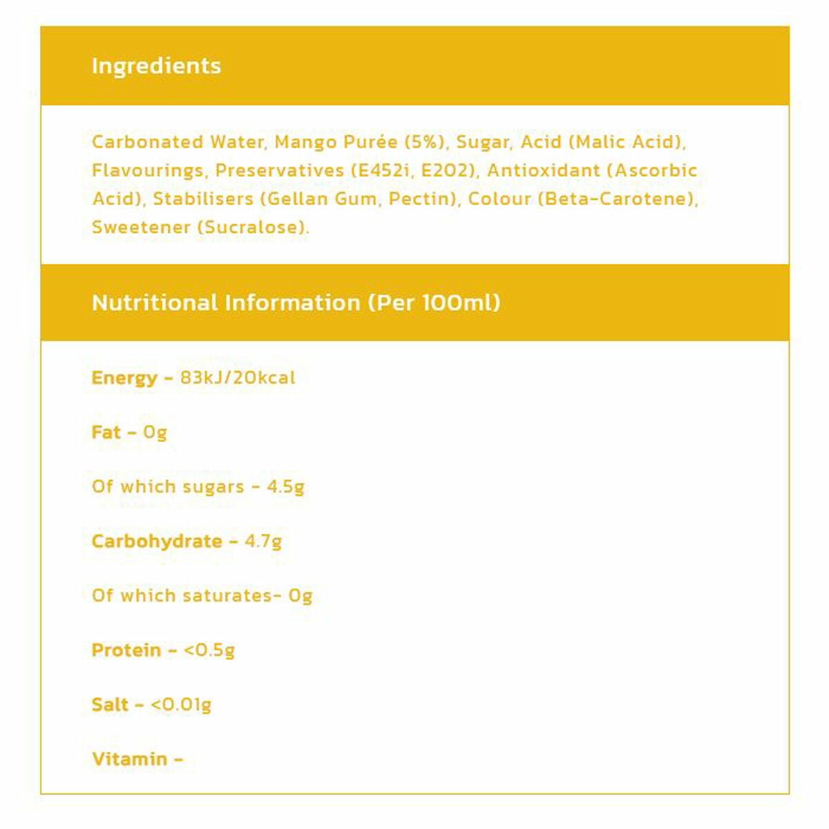 Rubicon sparkling mango drink 24 x 330ml cans - British product