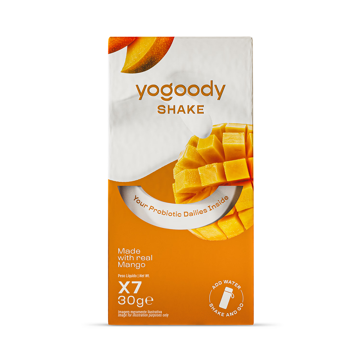 Yogoody probiotic shake mango 7x 30g, imported from the UK
