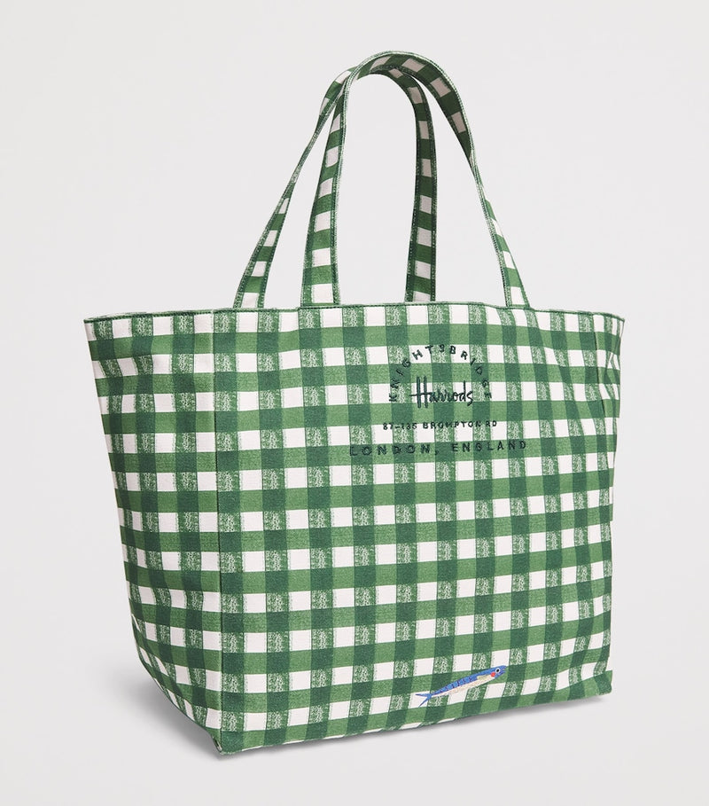 Harrods cotton canvas check feast shoulder bag - British product