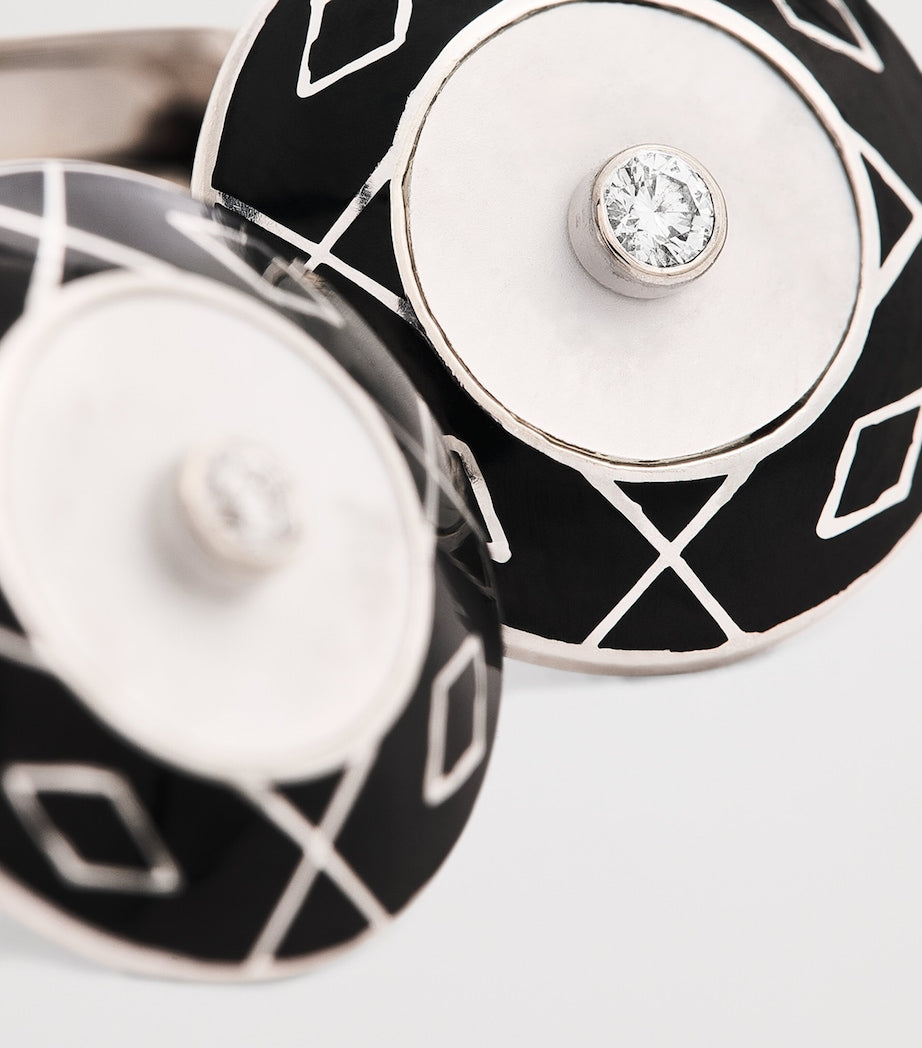 Deakin & Francis yellow gold diamond mother-of-pearl cufflinks, imported from the UK