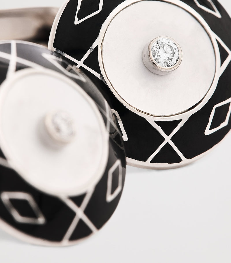 Deakin & Francis yellow gold diamond mother-of-pearl cufflinks, imported from the UK