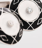 Deakin & Francis yellow gold diamond mother-of-pearl cufflinks, imported from the UK