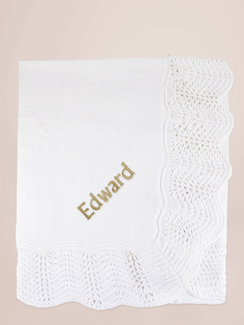 Babyblooms personalised knitted baby blanket - British product