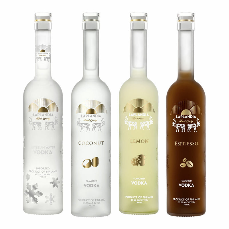 Laplandia Finnish vodka 70cl bottle with 4 flavour options, UK version