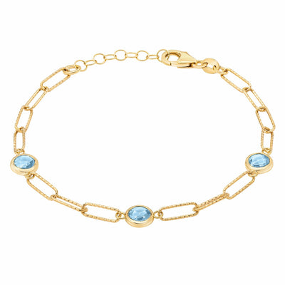 Costco UK Round Cut Aquamarine Paperclip Bracelet 14ct Yellow Gold- Buy online at McGrocer