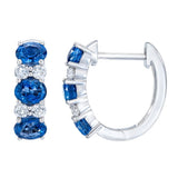 Boucles d'oreilles créoles en saphir et diamant taille ovale de Costco, or blanc 14ct (marque britannique)