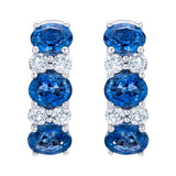 Boucles d'oreilles créoles en saphir et diamant taille ovale de Costco, or blanc 14ct (marque britannique)