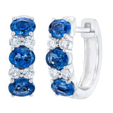 Boucles d'oreilles créoles en saphir et diamant taille ovale de Costco, or blanc 14ct (marque britannique)