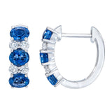 Boucles d'oreilles créoles en saphir et diamant taille ovale de Costco, or blanc 14ct (marque britannique)