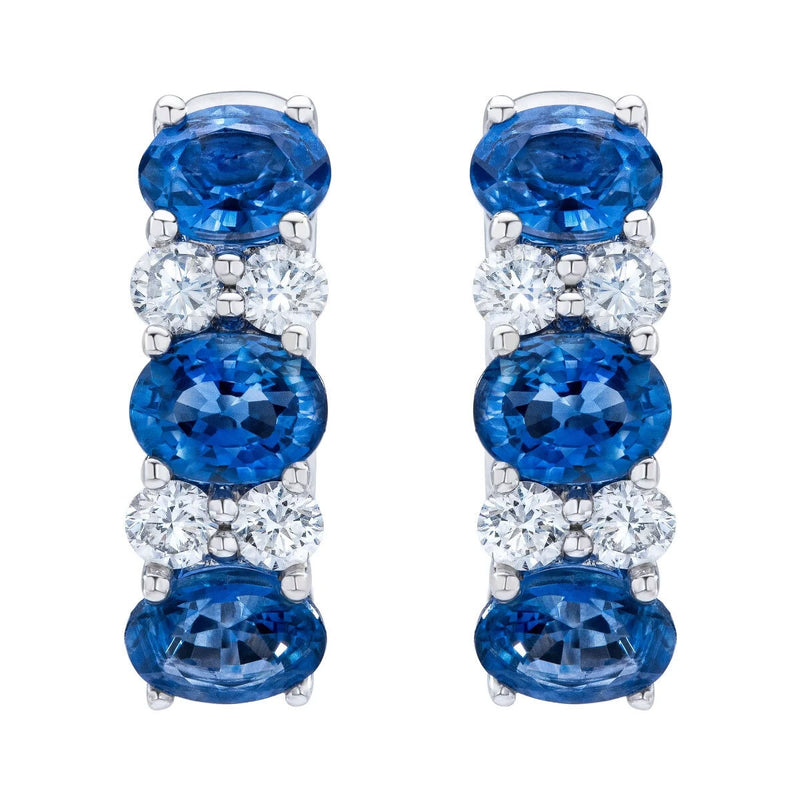Boucles d'oreilles créoles en saphir et diamant taille ovale de Costco, or blanc 14ct (marque britannique)