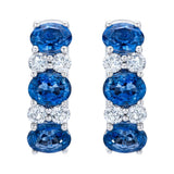 Boucles d'oreilles créoles en saphir et diamant taille ovale de Costco, or blanc 14ct (marque britannique)
