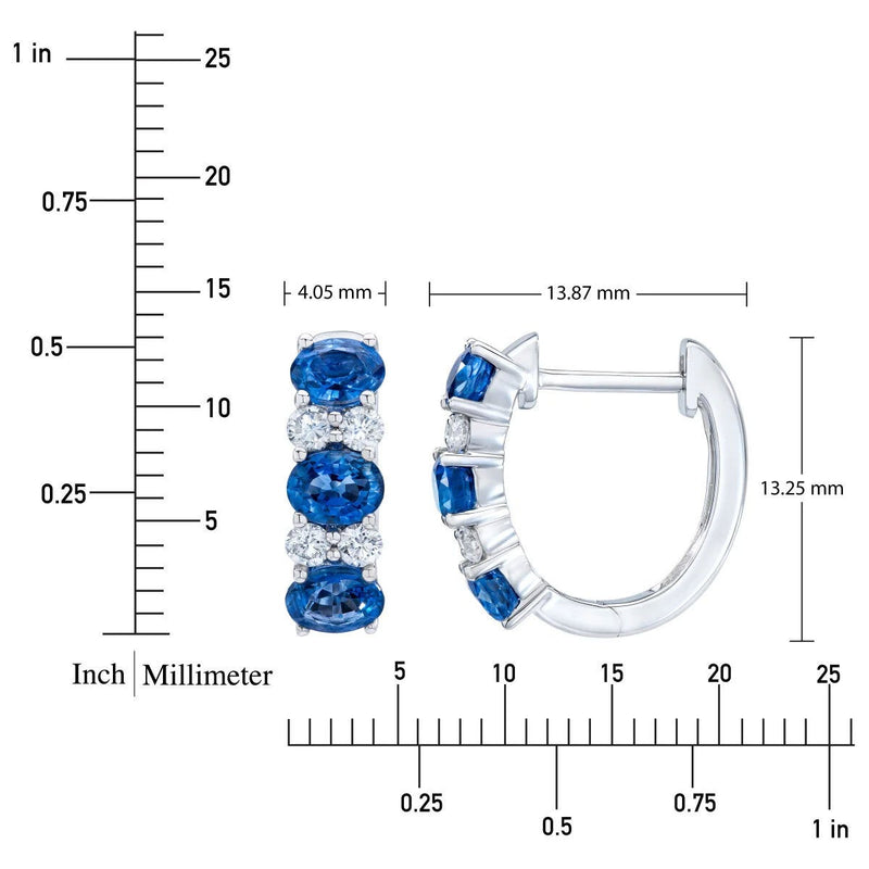 Costco oval cut sapphire diamond hoop earrings 14ct white gold (British brand)