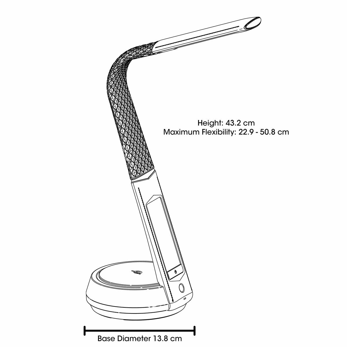 OttLite LED desk lamp with wireless charging and colour changing base, UK version