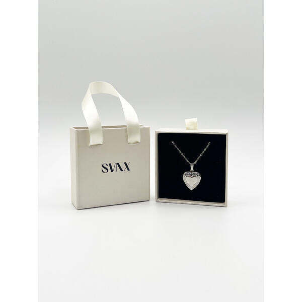 SVNX silver locket necklace heart pendant, imported from the UK