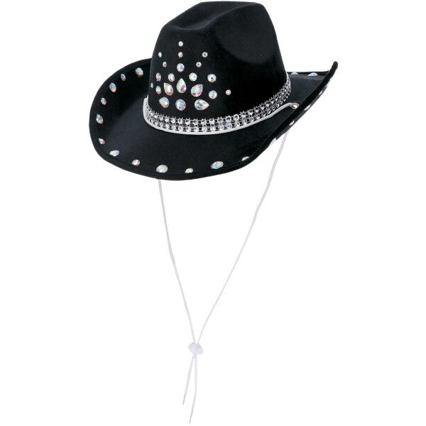 Smiffys black rhinestone cowboy hat (British brand)