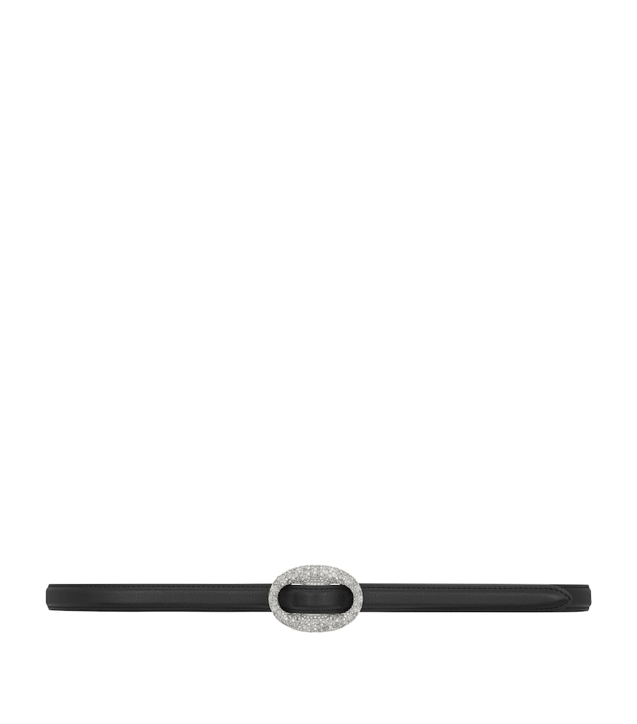 Saint Laurent leather oval belt with crystal buckle - British product