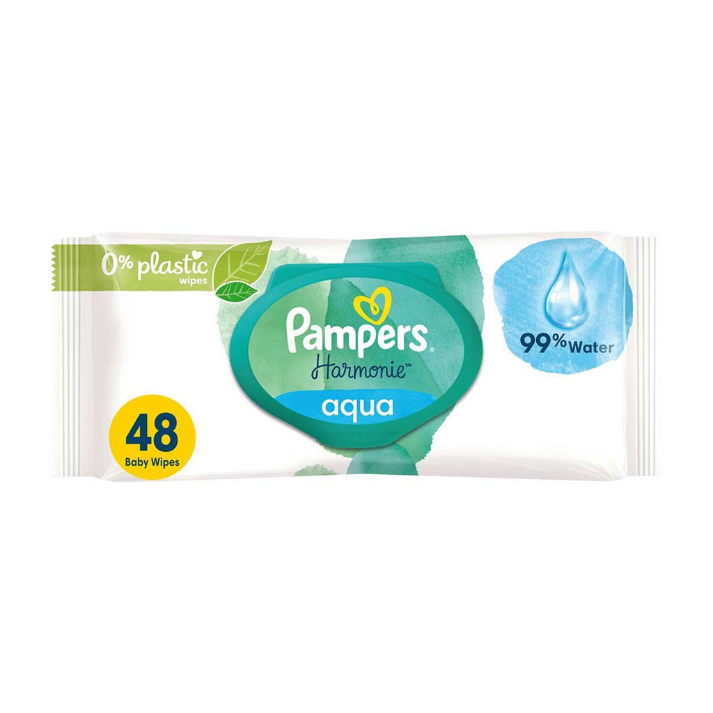 Pampers Harmonie Aqua Baby Wipes Plastic Free 48s