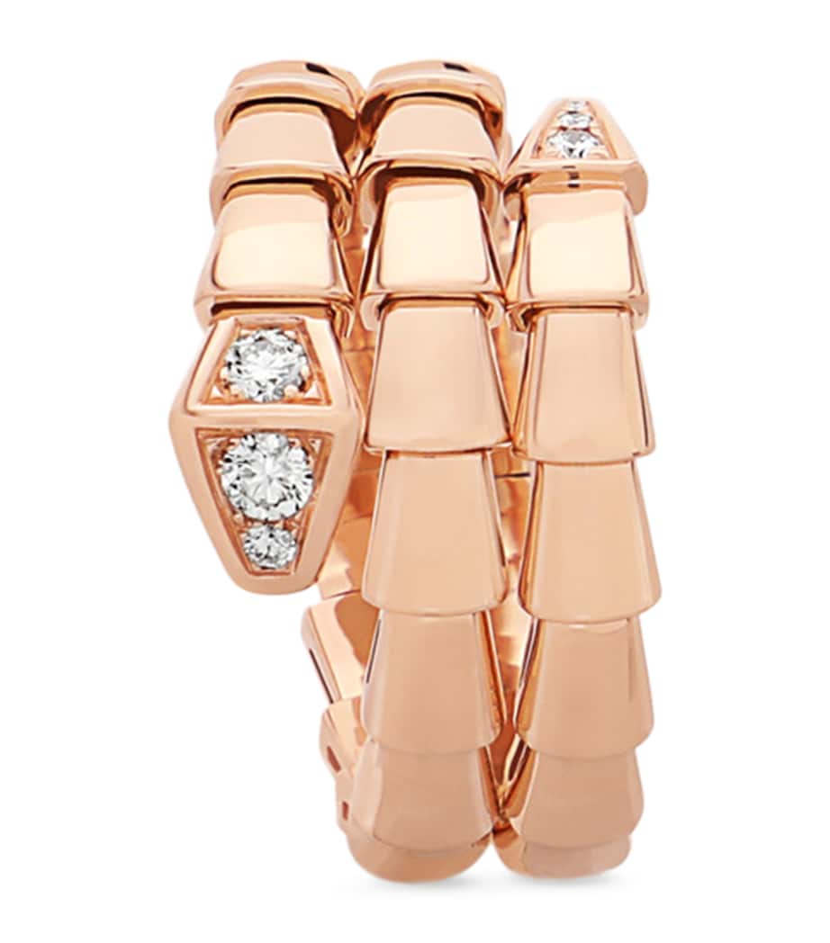 Bvlgari Serpenti Viper ring in rose gold with pavé diamonds (British brand)