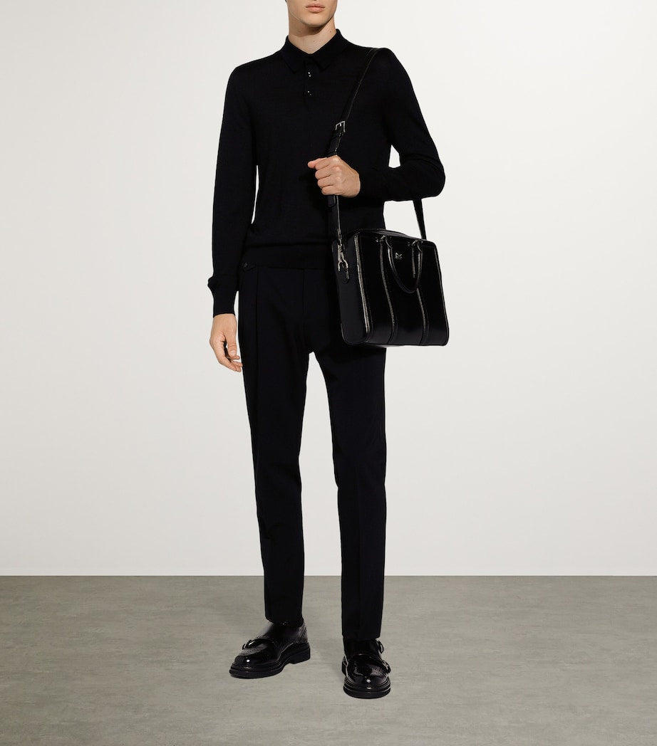 Dolce&Gabbana calfskin briefcase with ruthenium-plated tag, imported from the UK