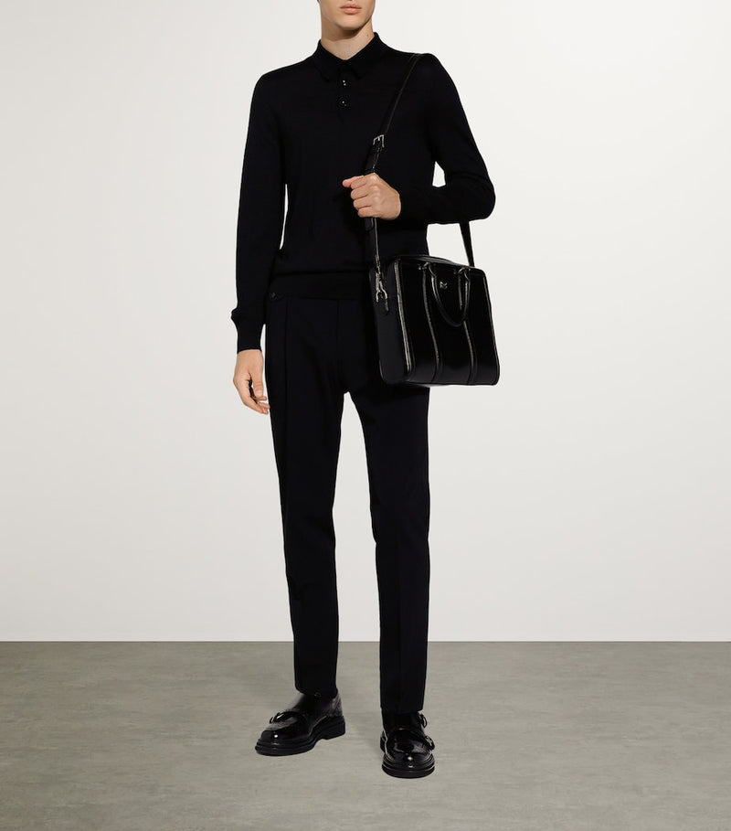 Dolce&Gabbana calfskin briefcase with ruthenium-plated tag, imported from the UK