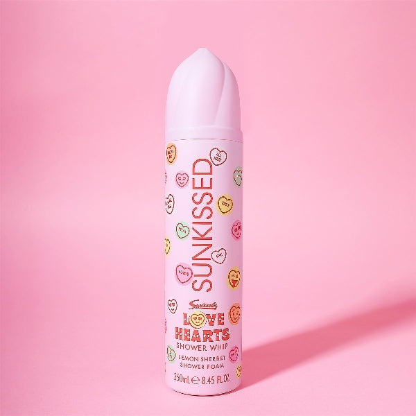 Sunkissed Love Hearts shower foam lemon sherbet 250ml, imported from the UK