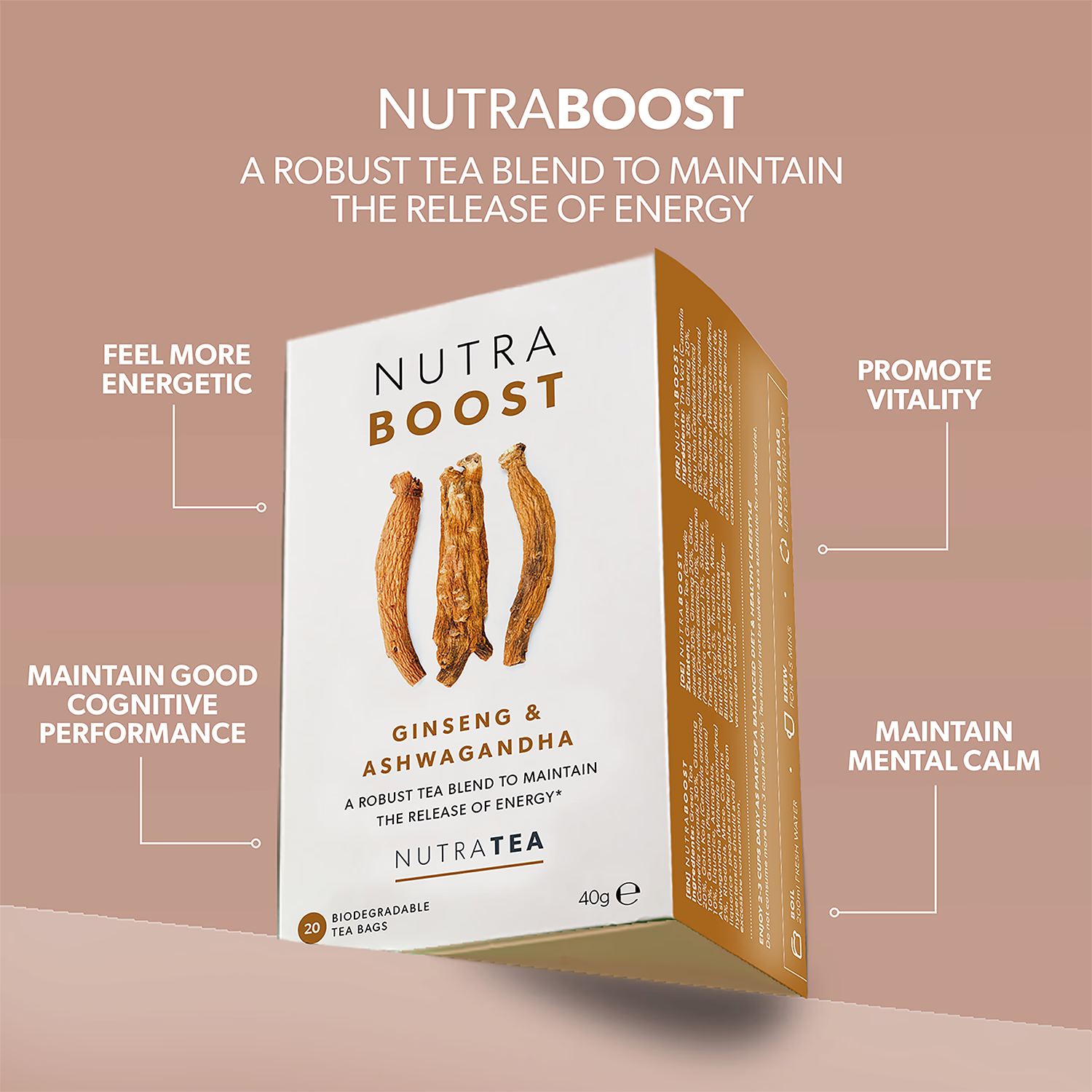 NutraBoost herbal tea 20 tea bags (British brand)