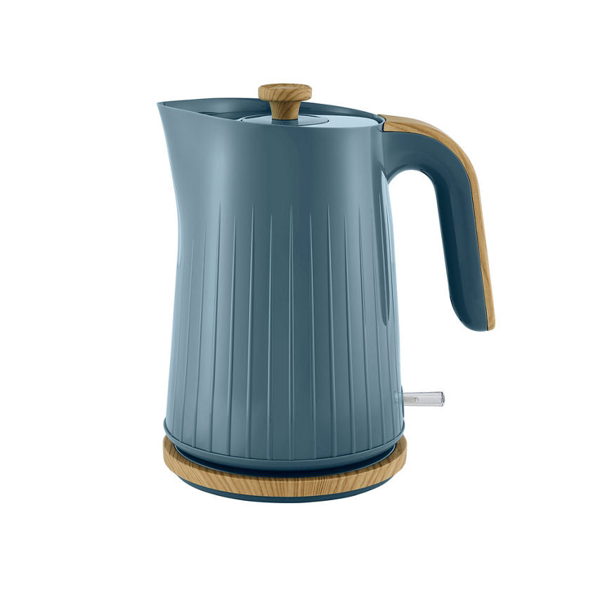 George Home Blue & Wood Textured Scandi Fast Boil Kettle 1.7L GOODS ASDA   