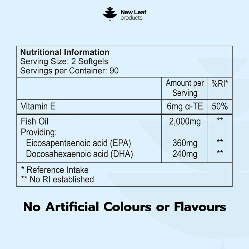 New Leaf Omega 3 fish oil softgels 180 count - British product