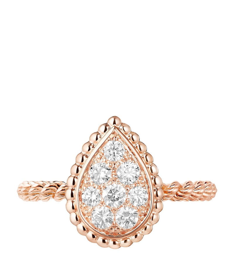Boucheron small rose gold diamond Serpent Bohème ring, imported from the UK